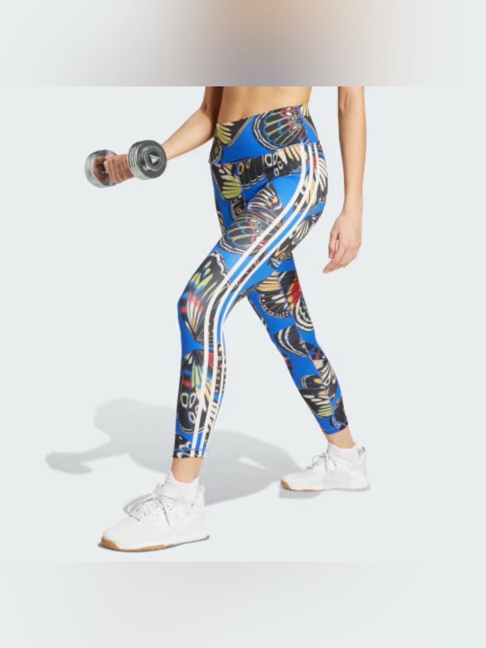 ADIDAS X FARM 7/8 LEGGINGS High-Waist Blue Printed Performance Leggings